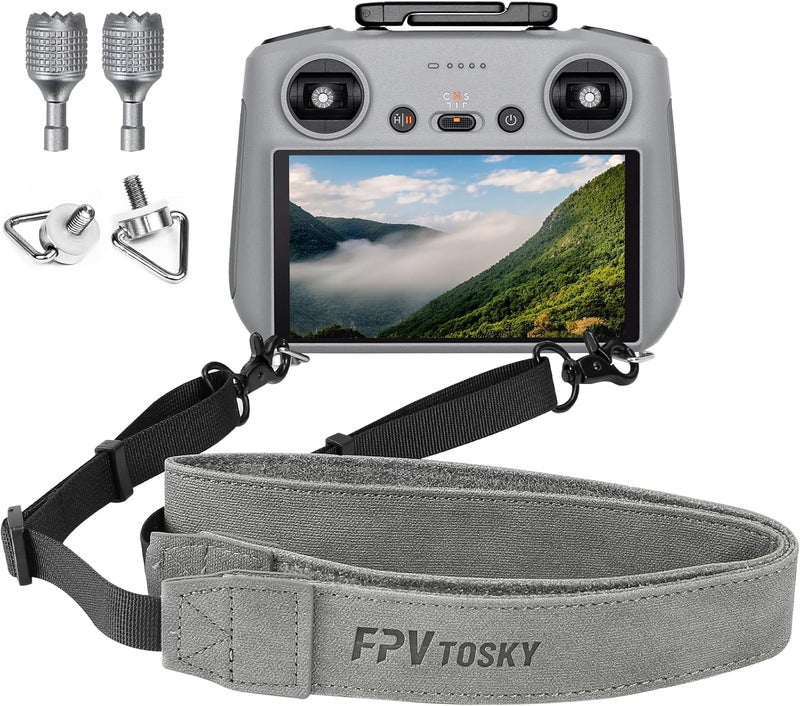 FPVtosky Neck Lanyard with Joystick for DJI RC/RC 2, PU Leather Shoulder Strap and 1 Pair of Rocker, Compatible with DJI Mini 5/4 Pro/Mini 3/ Mavic 3 Classic/Air 3 Remote Controller Accessories - Image 1